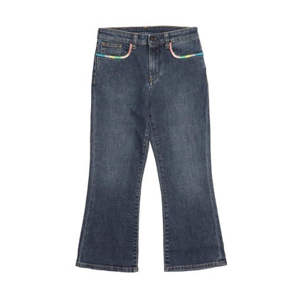 Front - Palm Angels Girls Embroidered Jeans