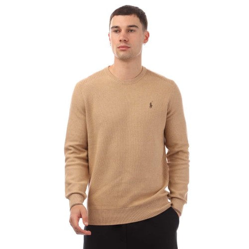 Front - Ralph Lauren Mens Knitted Mesh Crew Neck Sweatshirt