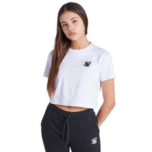 Front - SikSilk Girls Essentials Crop T-Shirt