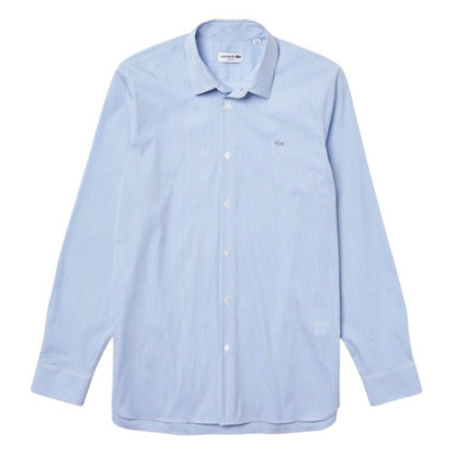 Front - Lacoste Mens Striped Poplin Stretch Slim Shirt