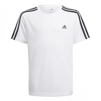 Front - Adidas Boys Designed 2 Move Stripes T-Shirt