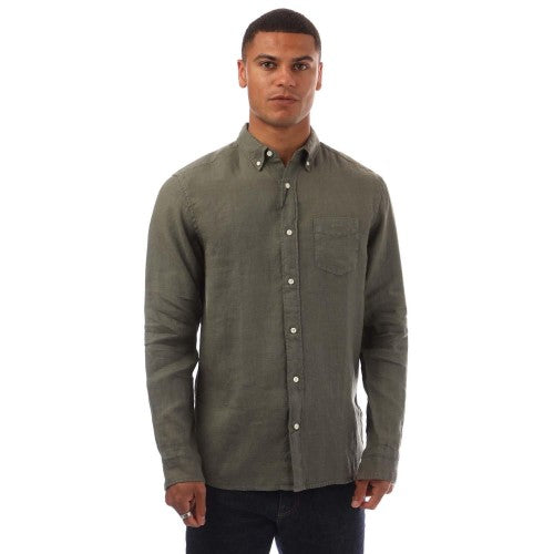 Front - Gant Mens Linen Garment Dyed Regular Shirt