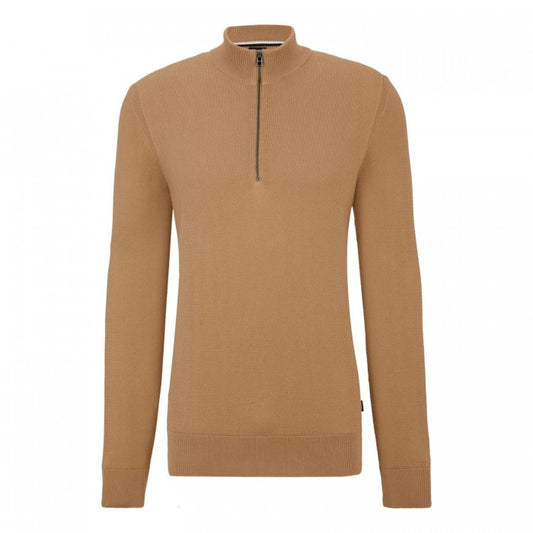Front - Boss Mens Embrando-P Quarter Zip Sweater Top