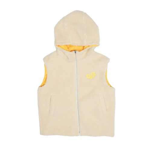Front - Off White Childrens/Kids Teddy Fur Reversible Gilet