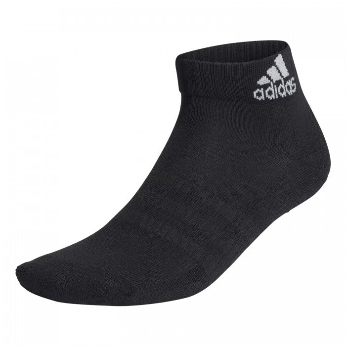 Front - Adidas Unisex Adult Cushioned Ankle Socks (Pack of 3)