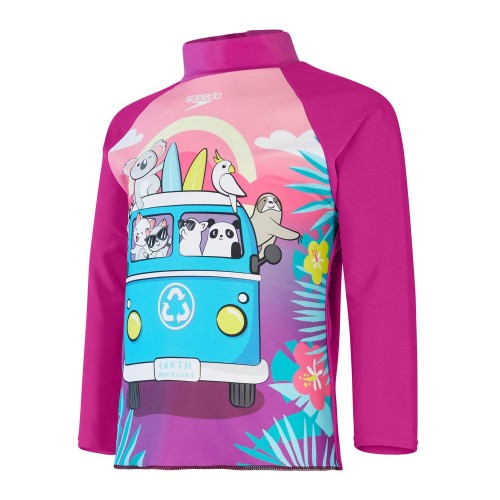 Front - Speedo Girls Long-Sleeved Rash Top