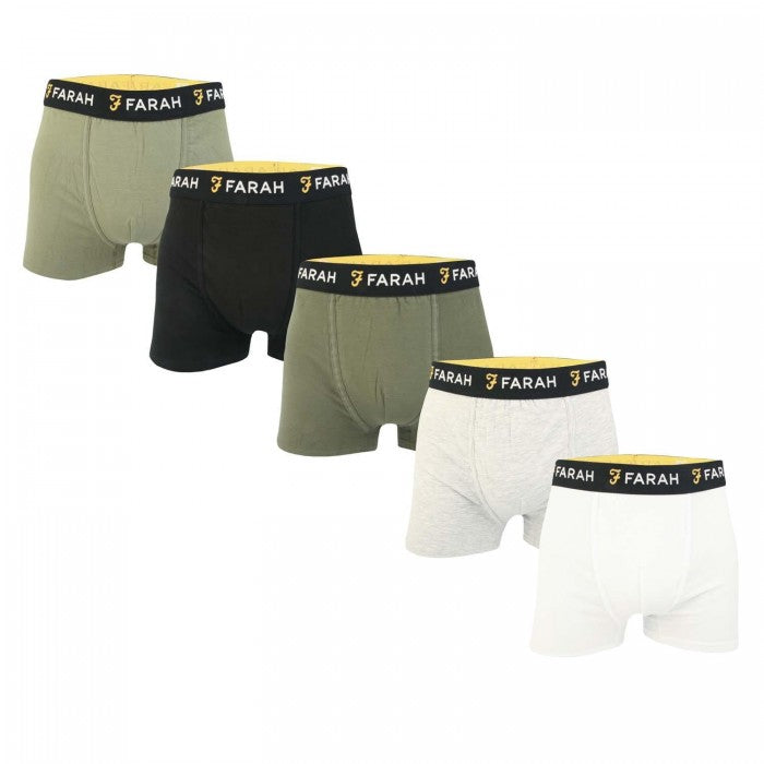 Front - Farah Mens Renzo Boxer Shorts (Pack of 5)