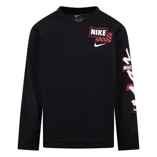 Front - Nike Childrens/Kids Scribble Dri-FIT Logo Long-Sleeved T-Shirt