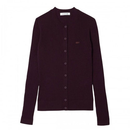 Front - Lacoste Womens/Ladies Merino Wool 3D Cardigan