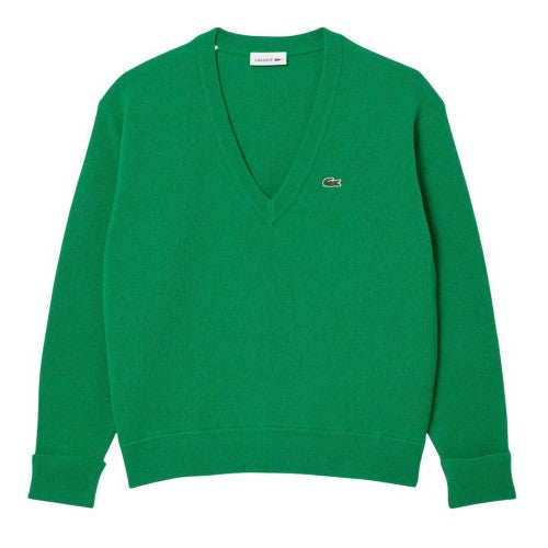 Front - Lacoste Womens/Ladies Carded Moss Stitch Relaxed Fit Jumper