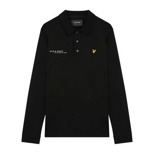 Front - Lyle & Scott Mens Co-Ordinate Print Logo Long-Sleeved Polo Shirt