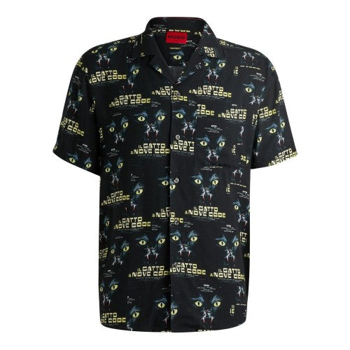 Front - Hugo Mens Ellino Graphic Print 70s Shirt