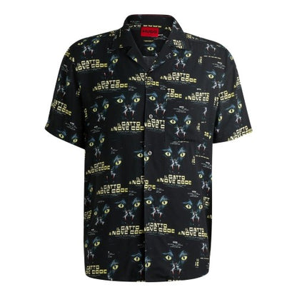 Front - Hugo Mens Ellino Graphic Print 70s Shirt