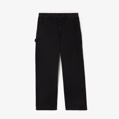 Front - Lacoste Mens Cotton Canvas Carpenter Straight Trousers