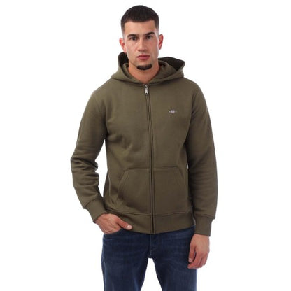 Front - Gant Mens Shield Logo Full Zip Hoodie