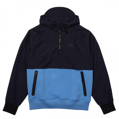 Front - Lacoste Mens Dual Material Pull Over Jacket