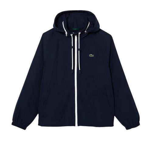 Front - Lacoste Mens Water Repellent Detachable Hood Jacket