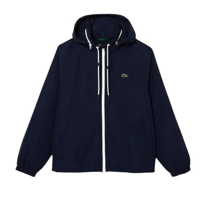 Front - Lacoste Mens Water Repellent Detachable Hood Jacket