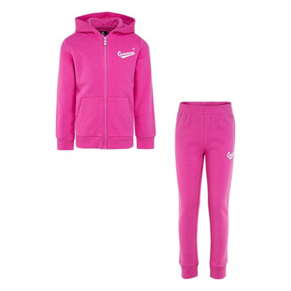 Front - Converse Girls Logo Full Zip Tracksuit Set