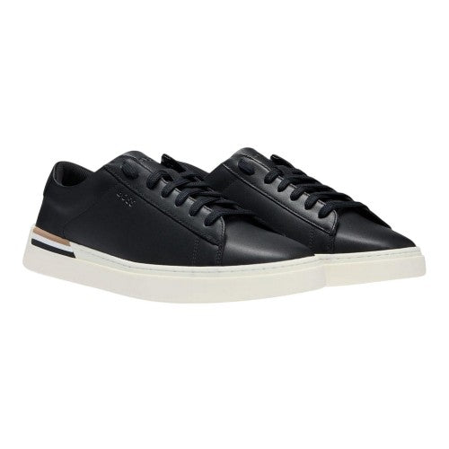 Front - Boss Mens Clint Leather Tennis Trainers
