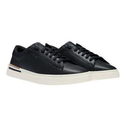 Front - Boss Mens Clint Leather Tennis Trainers