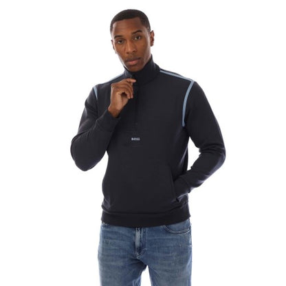 Front - Boss Mens Tape Quarter Zip Sweatshirt