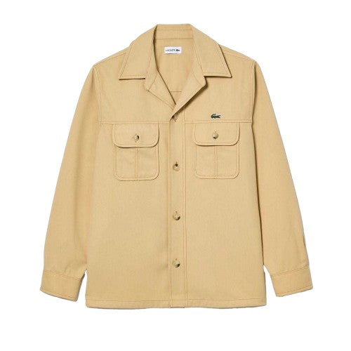 Front - Lacoste Mens Plaid Cotton Twill Oversized Overshirt