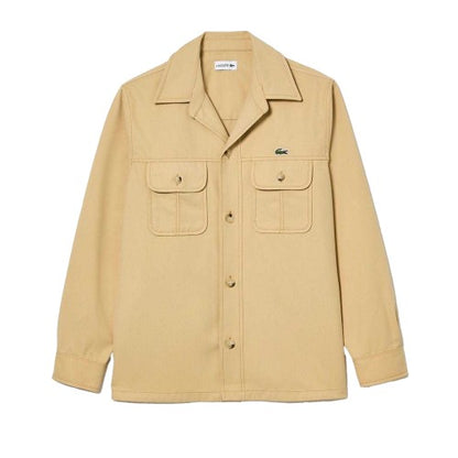 Front - Lacoste Mens Plaid Cotton Twill Oversized Overshirt