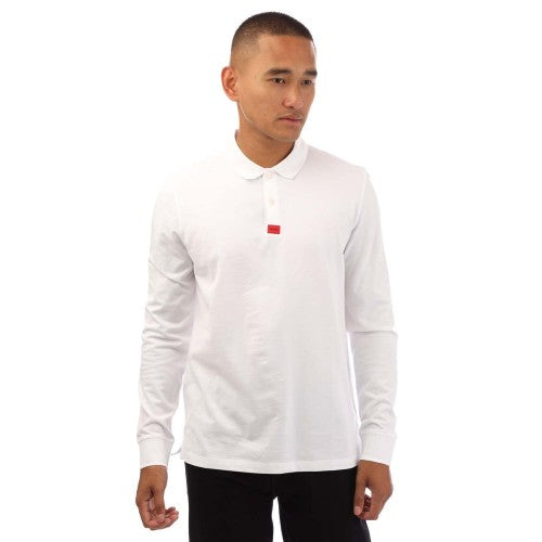 Front - Hugo Mens Deresolo222 Long-Sleeved Polo Shirt