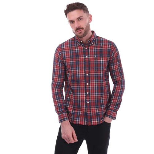Front - Farah Mens Edina Checked Oxford Shirt