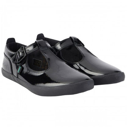 Front - Kickers Womens/Ladies Patent Leather T-Bar Shoes