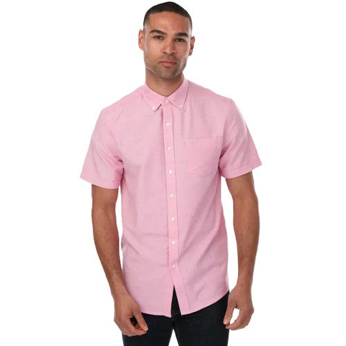 Front - Farah Mens Drayton Oxford Modern Short-Sleeved Shirt