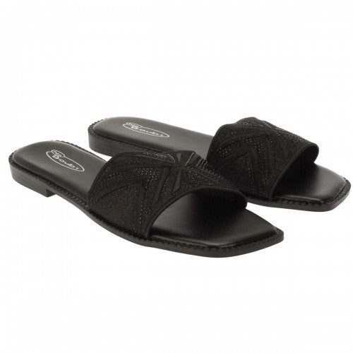 Front - Womens/Ladies Sparkling Strappy Flat Sandals
