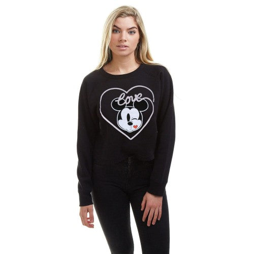 Front - Disney Womens/Ladies Love Mickey Mouse Kiss Crew Neck Sweatshirt