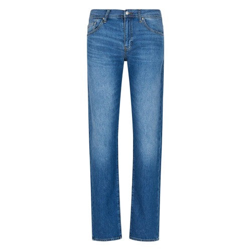 Front - Armani Exchange Mens J16 Leather Patch Straight Jeans