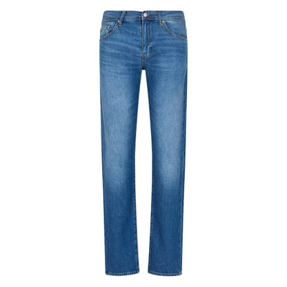 Front - Armani Exchange Mens J16 Leather Patch Straight Jeans