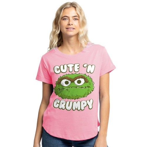 Front - Sesame Street Womens/Ladies Cute N Grumpy T-Shirt