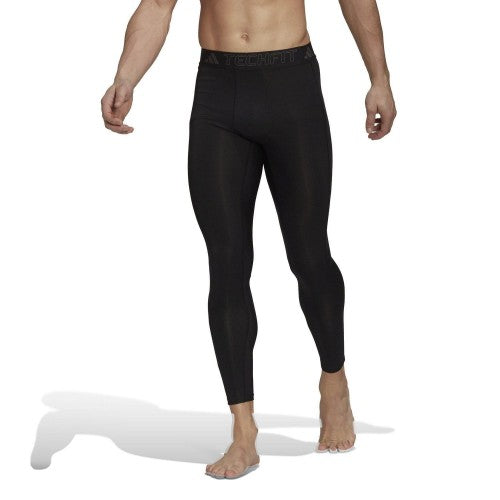 Front - Adidas Mens Techfit Aeroready Long Jogging Bottoms