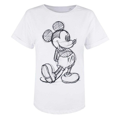 Front - Disney Womens/Ladies Mickey Mouse Sketch T-Shirt