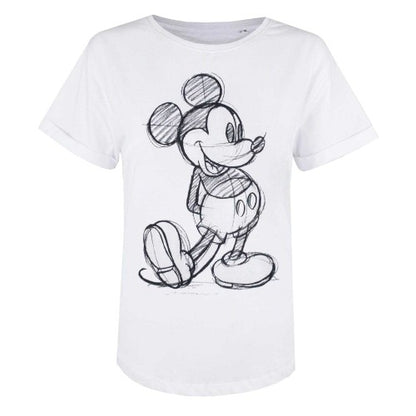 Front - Disney Womens/Ladies Mickey Mouse Sketch T-Shirt