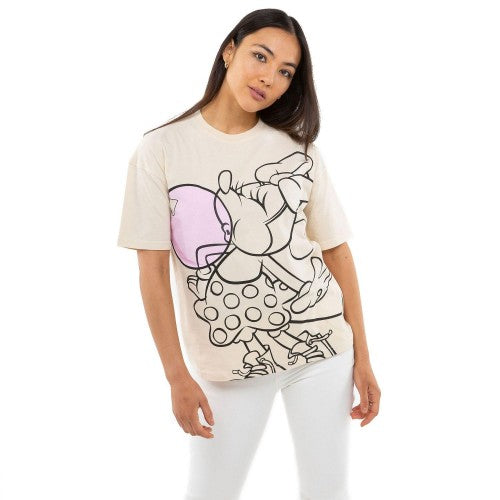 Front - Disney Womens/Ladies Minnie Mouse Bubblegum T-Shirt
