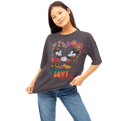 Front - Disney Womens/Ladies Mickey Mouse Holding Hands T-Shirt
