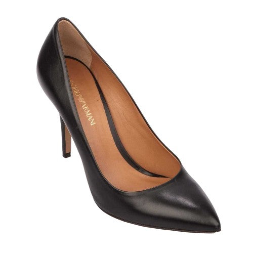 Front - Emporio Armani Womens/Ladies Leather Stiletto Heel High Heels