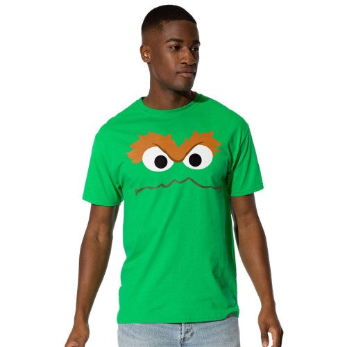 Front - Sesame Street Mens Oscar The Grouch Face T-Shirt