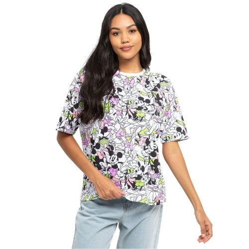 Front - Disney Womens/Ladies Mickey Mouse & Friends All-Over Print T-Shirt