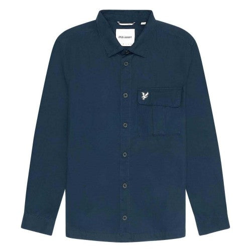 Front - Lyle & Scott Mens Pocket Pleated Overshirt