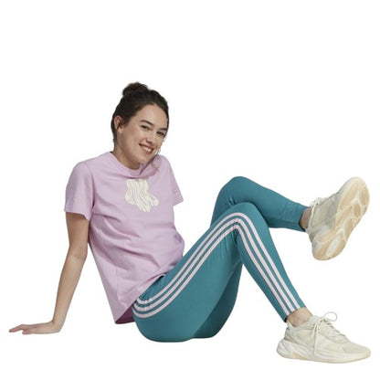 Front - Adidas Womens/Ladies Jersey Stripes High Waist Leggings