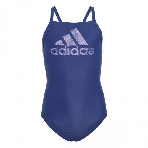 Front - Adidas Girls Large Logo One Piece Swimsuit