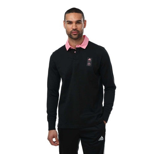 Front - Adidas Mens Inter Miami CF Long-Sleeved Travel Polo Shirt