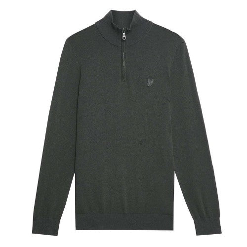Front - Lyle & Scott Mens Eagle Merino Tonal Quarter Zip Jumper